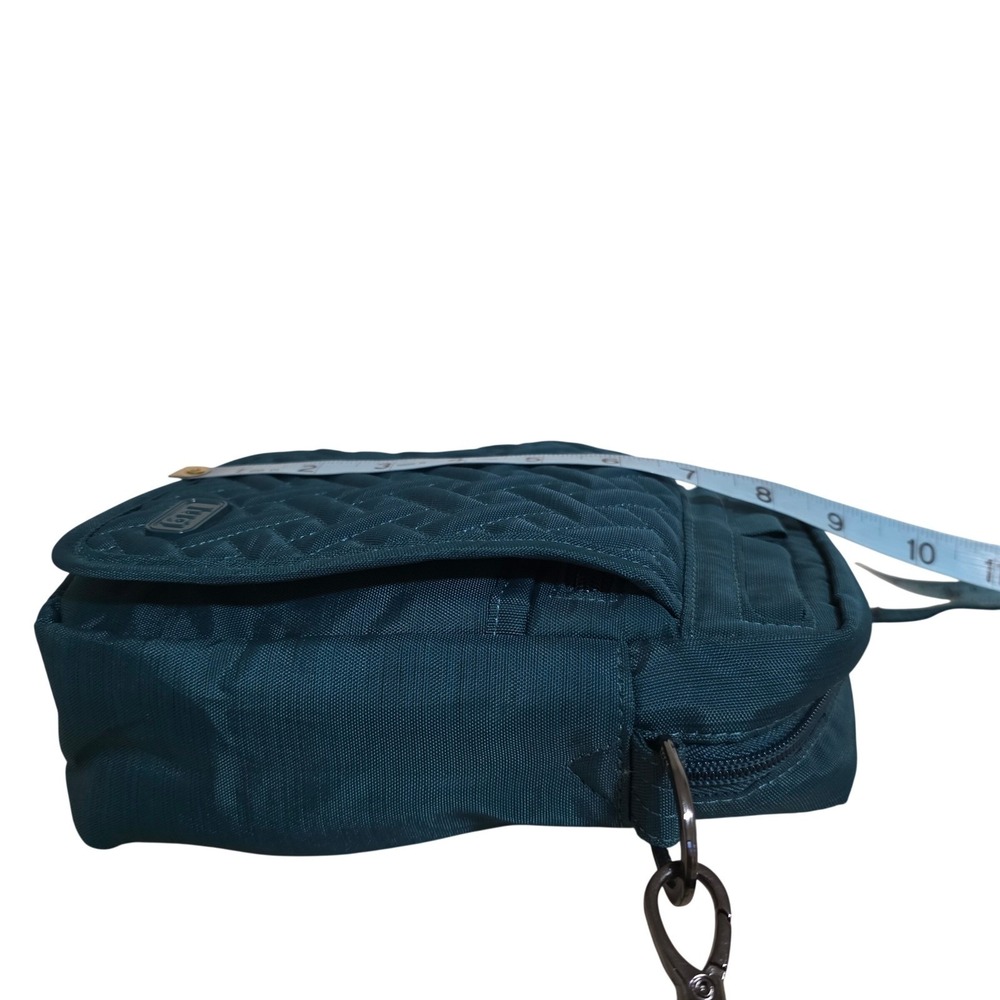 Lug Flapper Crossbody Bag Small Teal Blue Quilted Basketweave Travel RFID - Picture 10 of 12